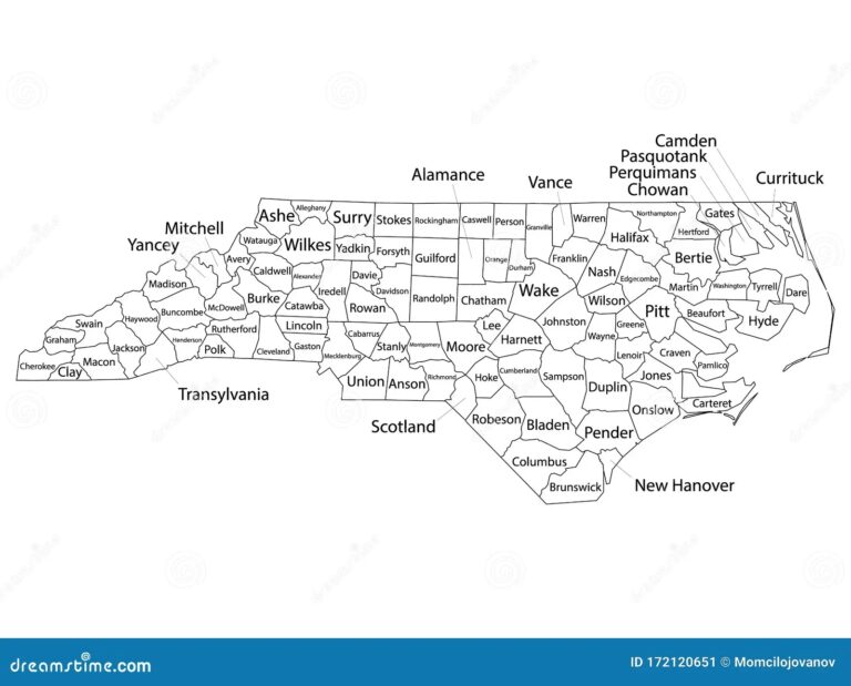 Counties Map Of US State Of North Carolina Stock Vector Illustration Of Cave Cityscape 172120651