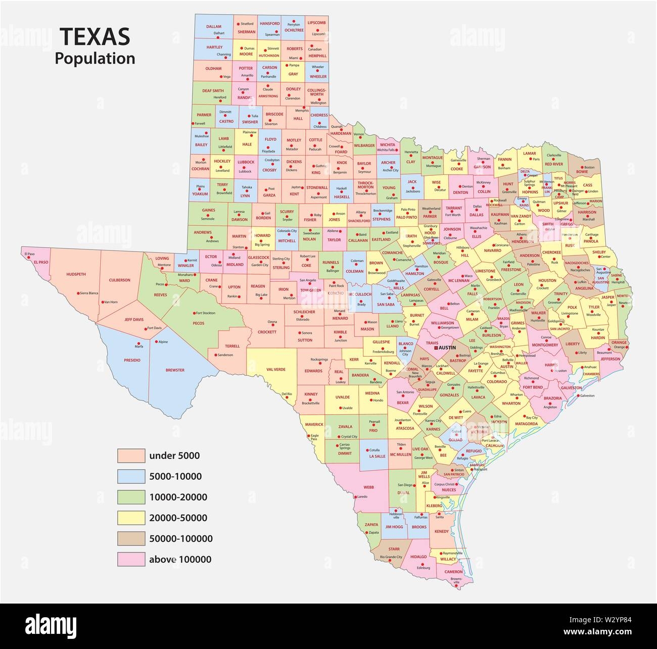 County Map Of Texas Stock Vector Images Alamy