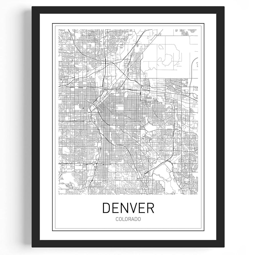 Denver Map Print Denver Map Art Colorado Print City Maps Map Print Map Art Print Black And White Map Wall Art Map Art Modern City Art Scandinavian 