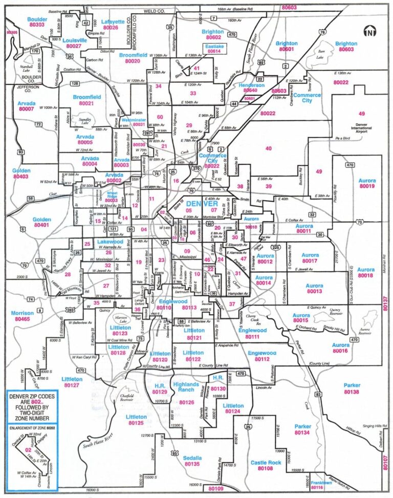 Denver Zip Code Map Worksheets Library