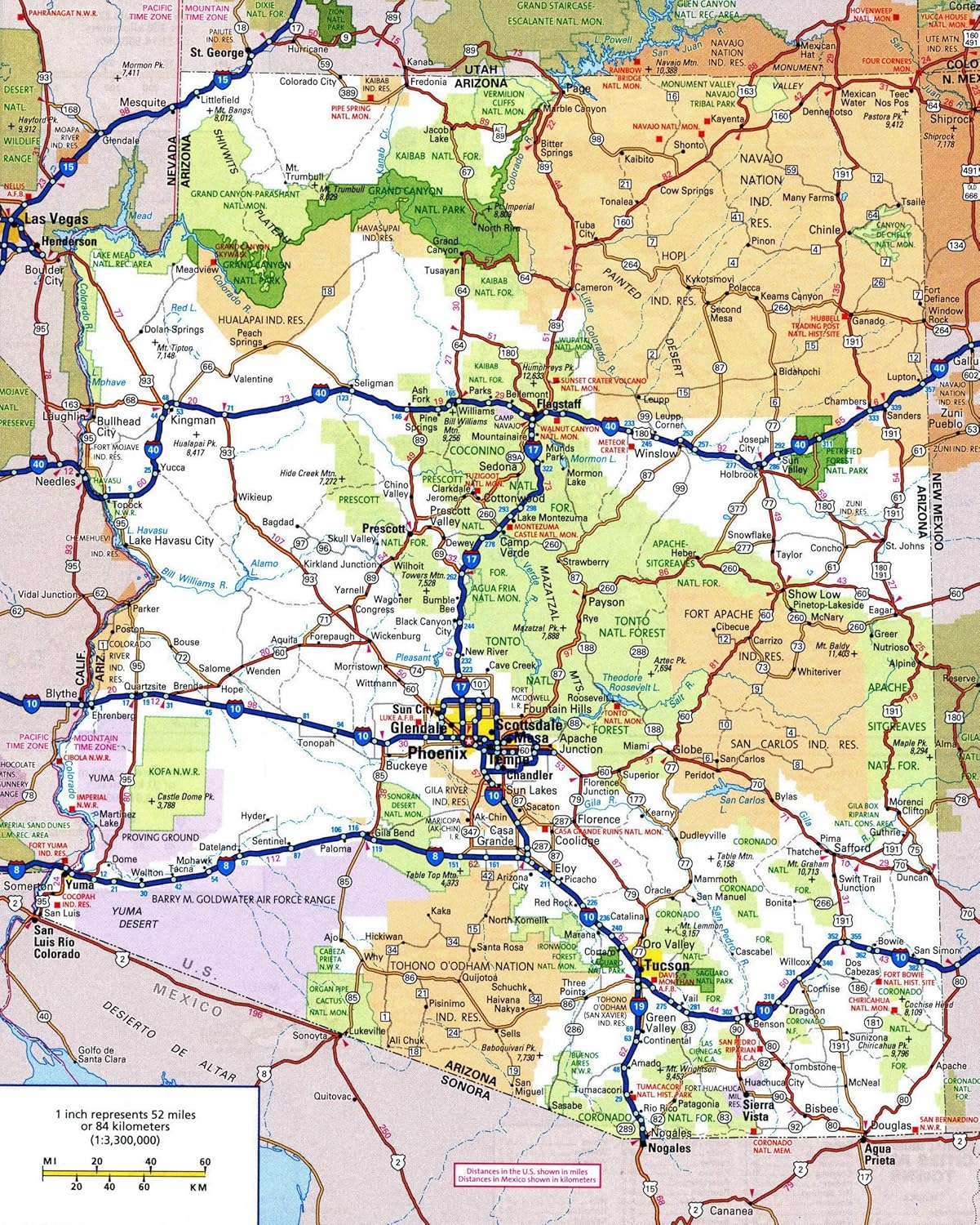 Printable Arizona Map