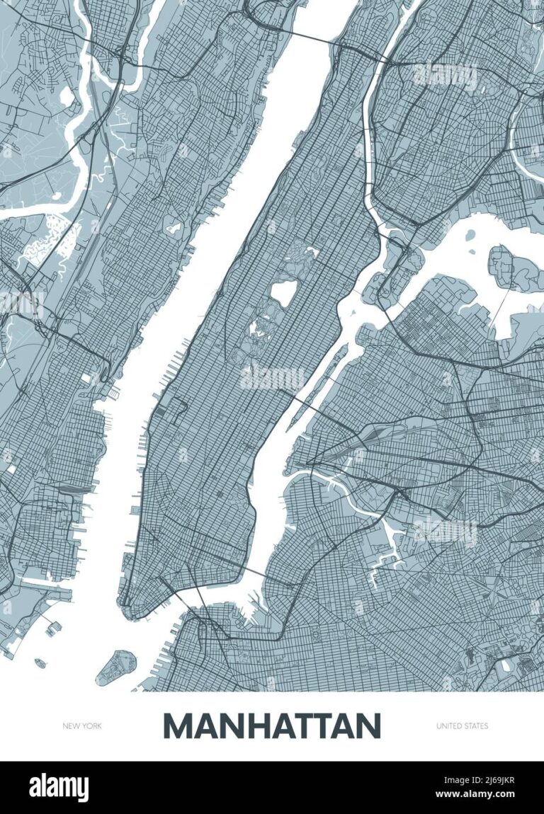 Detailed Borough Map Of Manhattan New York City Color Vector City Street Plan Printable Travel Poster Or Postcard Stock Vector Image U0026 Art Alamy
