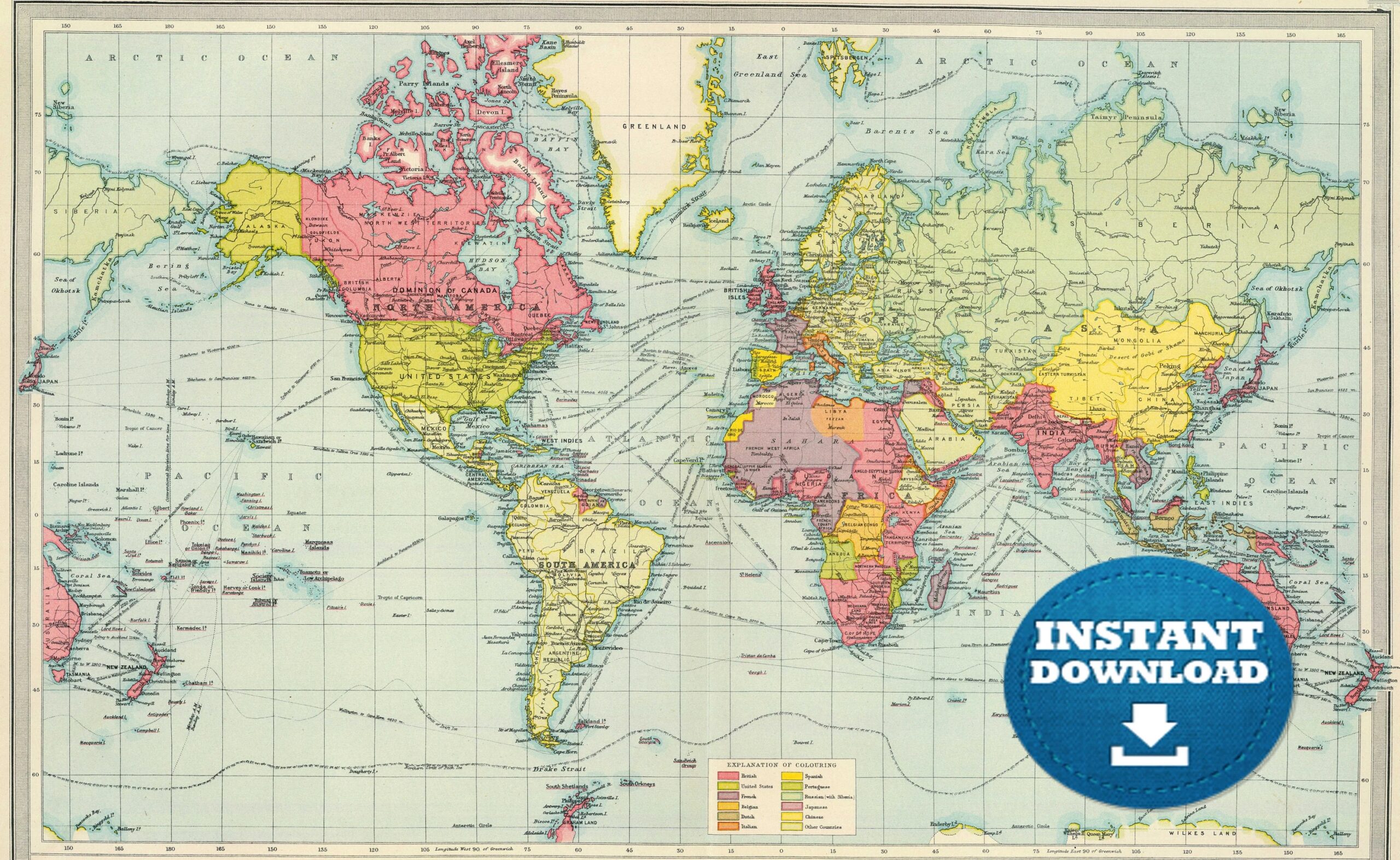 Antique World Map Printable