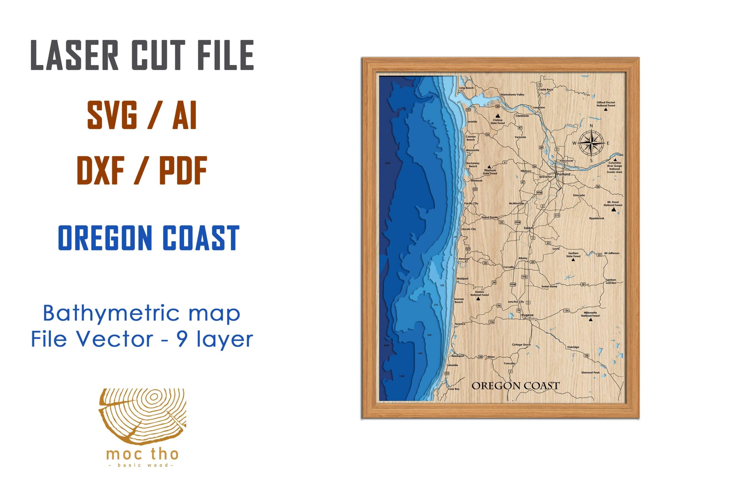Digital File PDF SVG Oregon Coast Or Bathymetric Depth Layers Digital File PDF SVG Oregon Coast Or Bathymetric Depth Layers