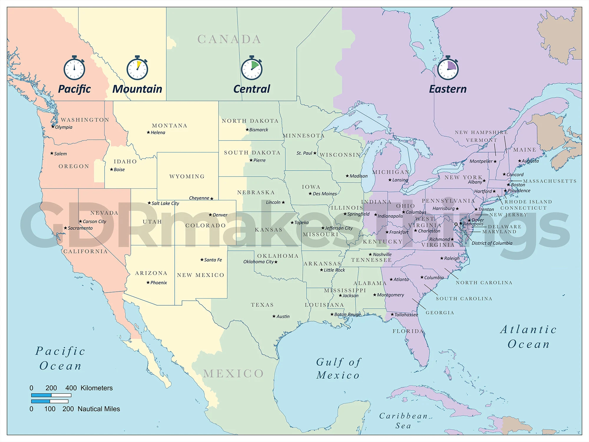 Printable Map Of Time Zones