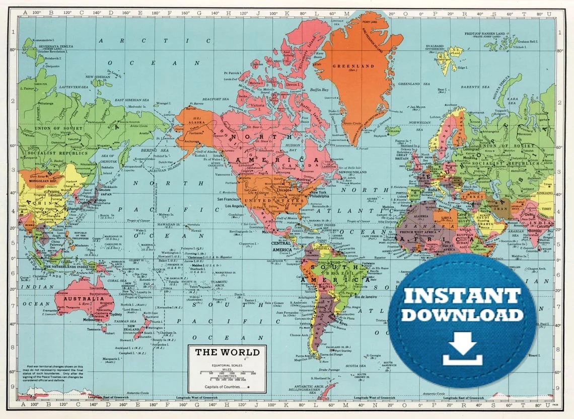 World Map With Countries Printable