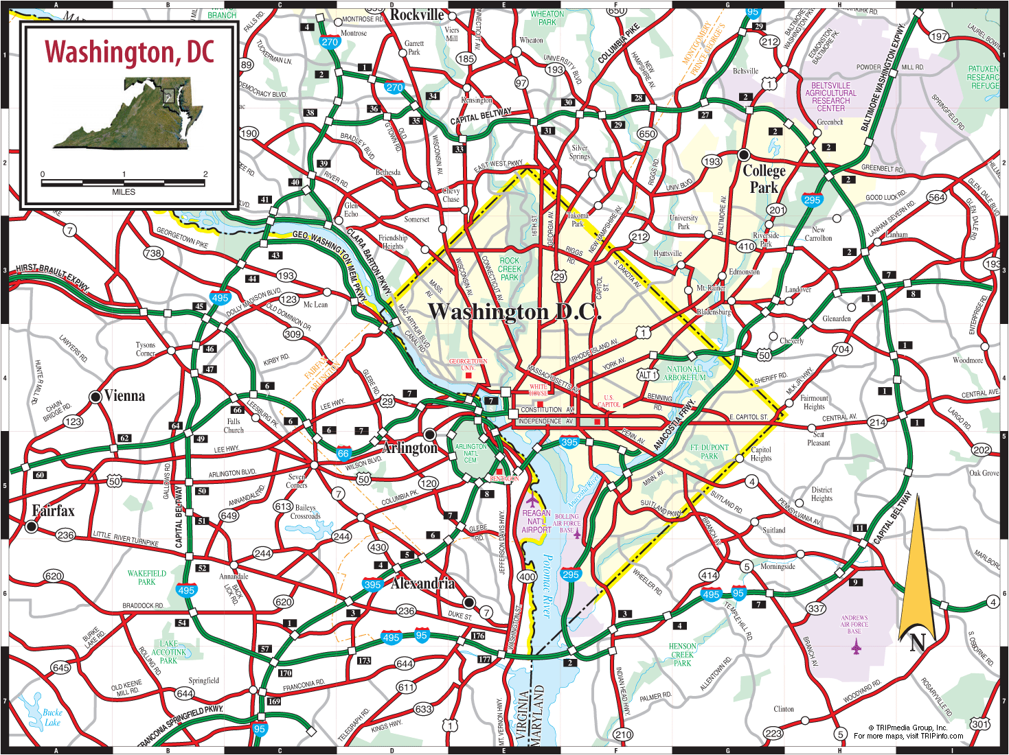 District Of Columbia Road Map