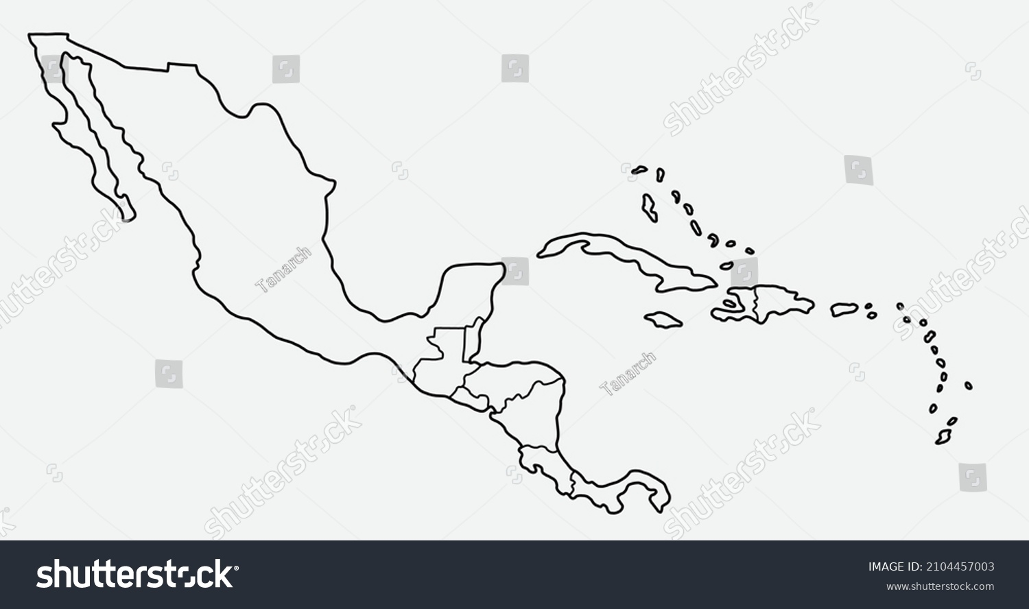 Doodle Freehand Drawing Central America Map Stock Vector Royalty Free 2104457003 Shutterstock