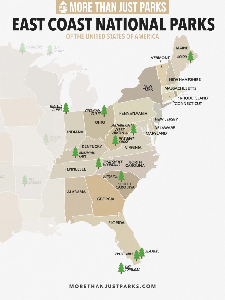 East Coast National Parks Map By More Than Just Parks download Etsy