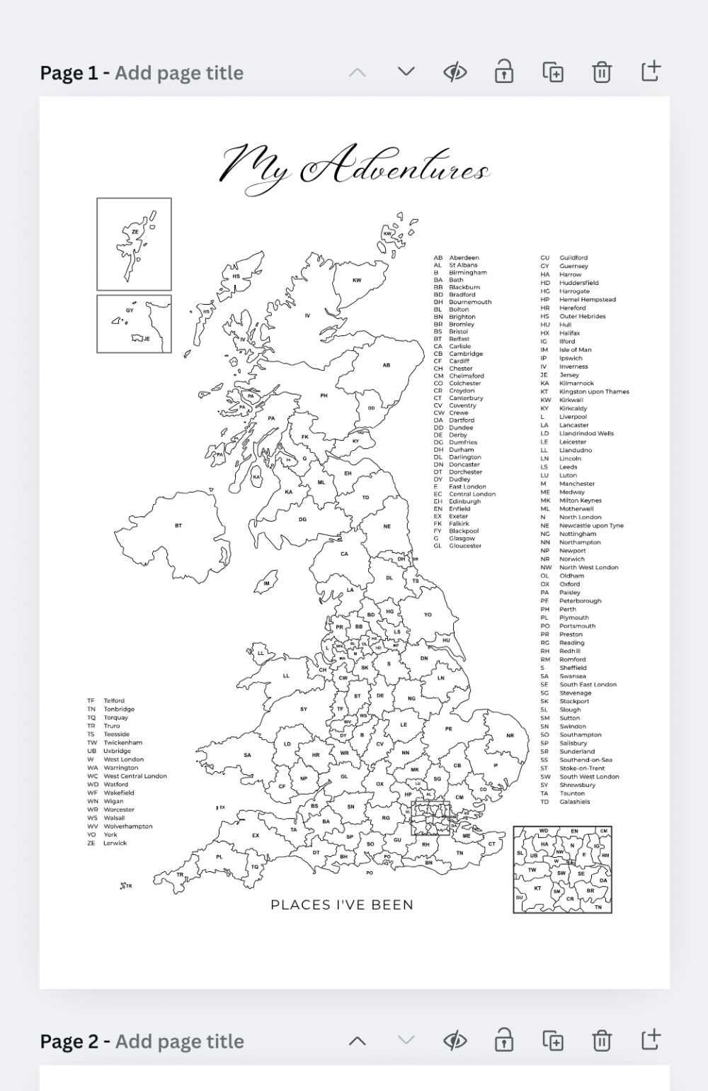 Editable United Kingdom Sales Map Coloring Page Canva UK Road Trip Map UK Sales Map Tracker UK Order Tracker Map Places I ve Been Map