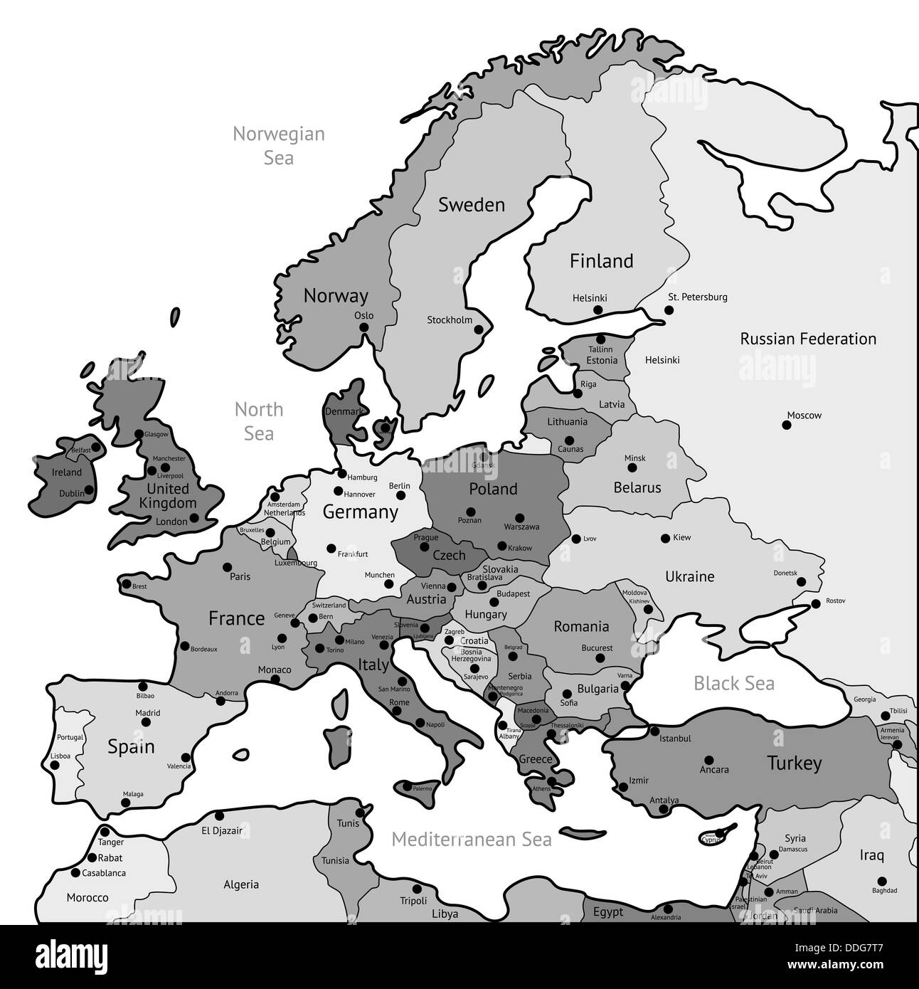 Europe Map Countries Black And White Stock Photos U0026 Images Alamy