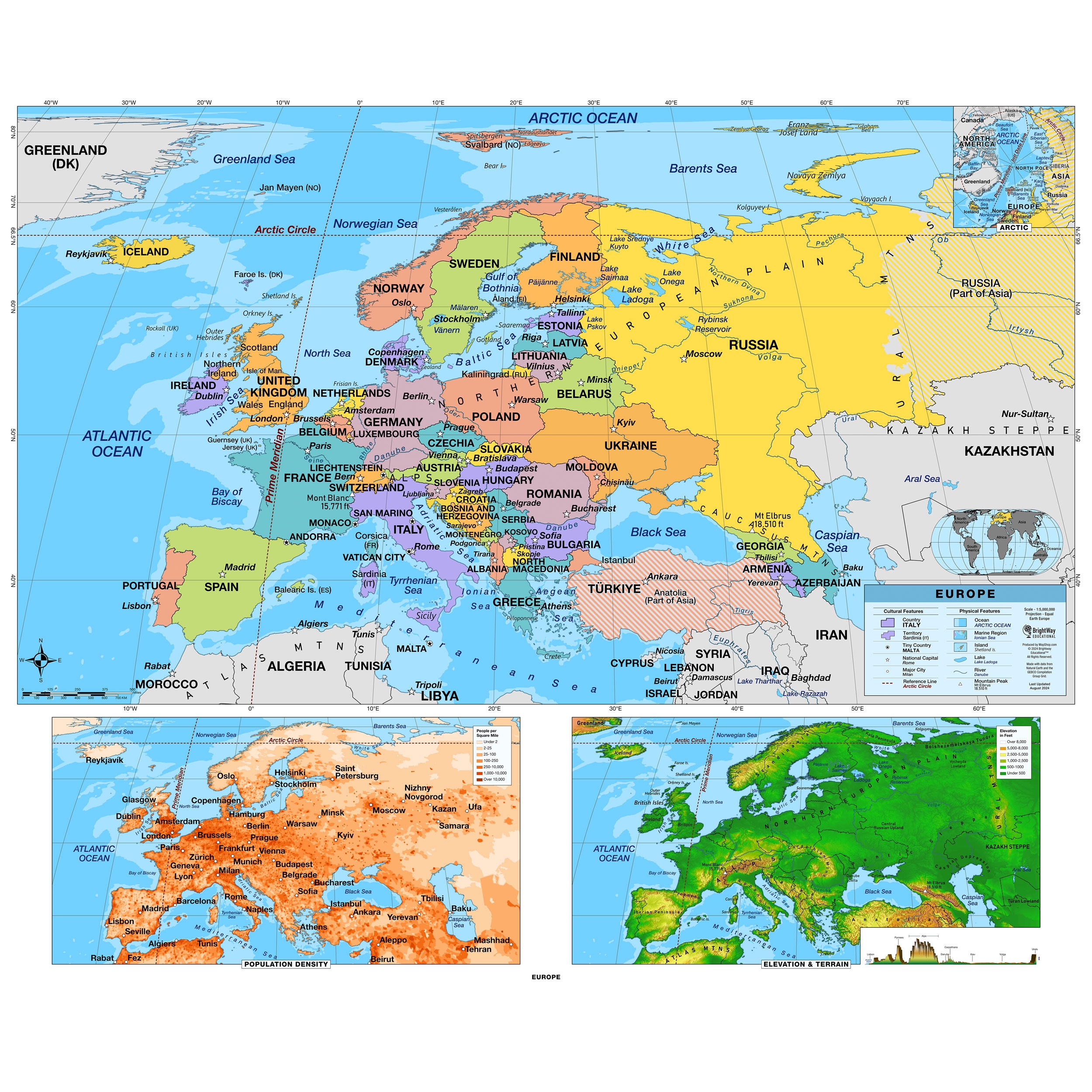 Europe Map With Cities Printable