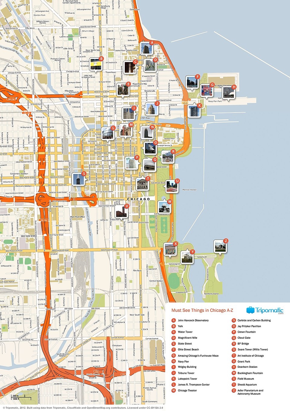 Printable Downtown Chicago Map