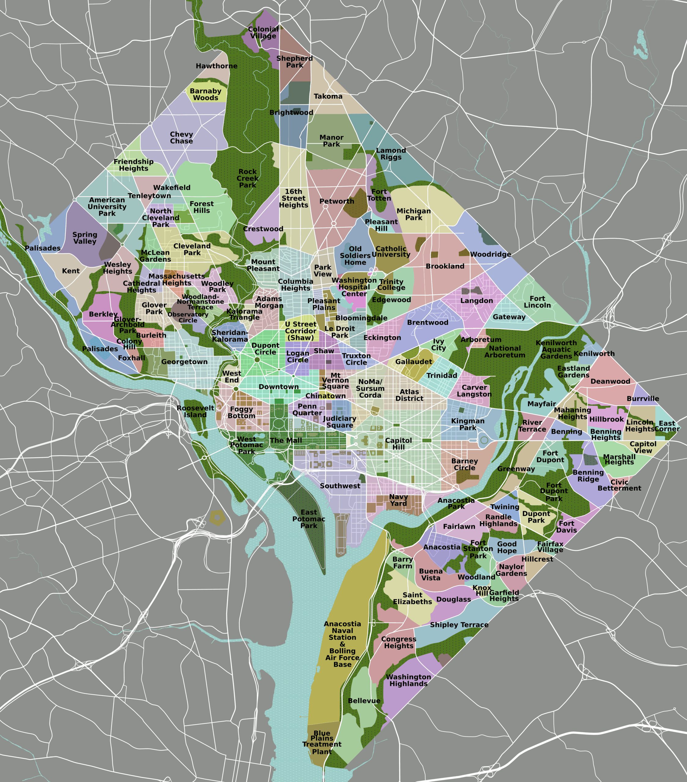 File DC Neighborhoods Map png Wikipedia