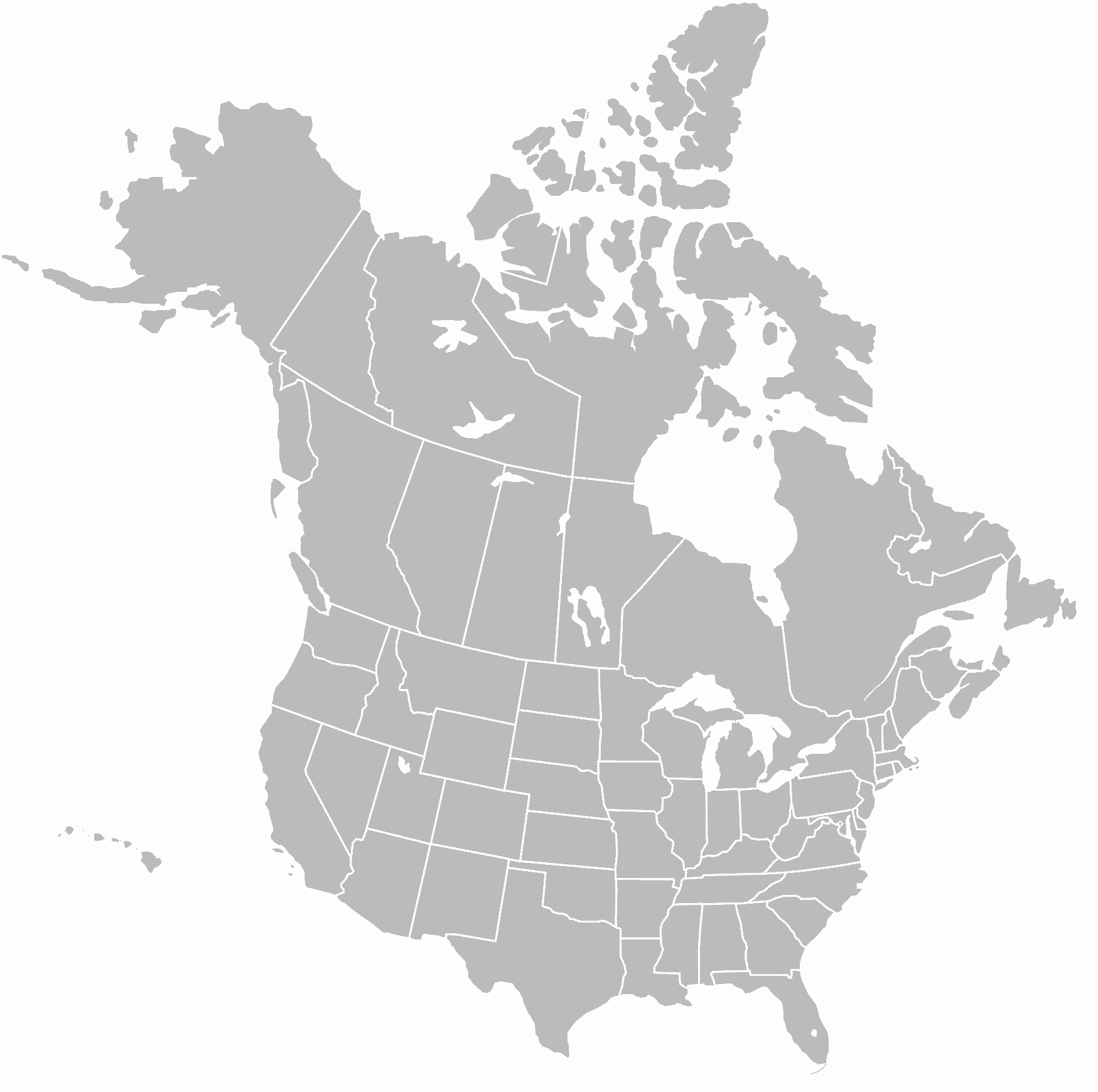 Printable Map Of The North America