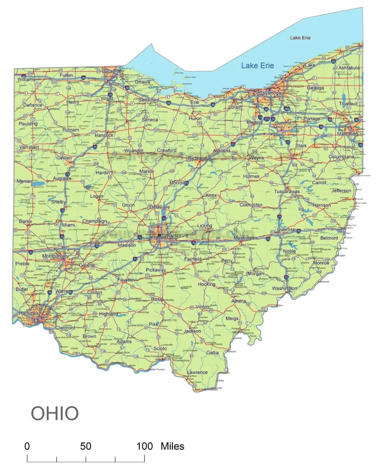 Files Of Ohio State Vector Road Map Printable Vector Maps