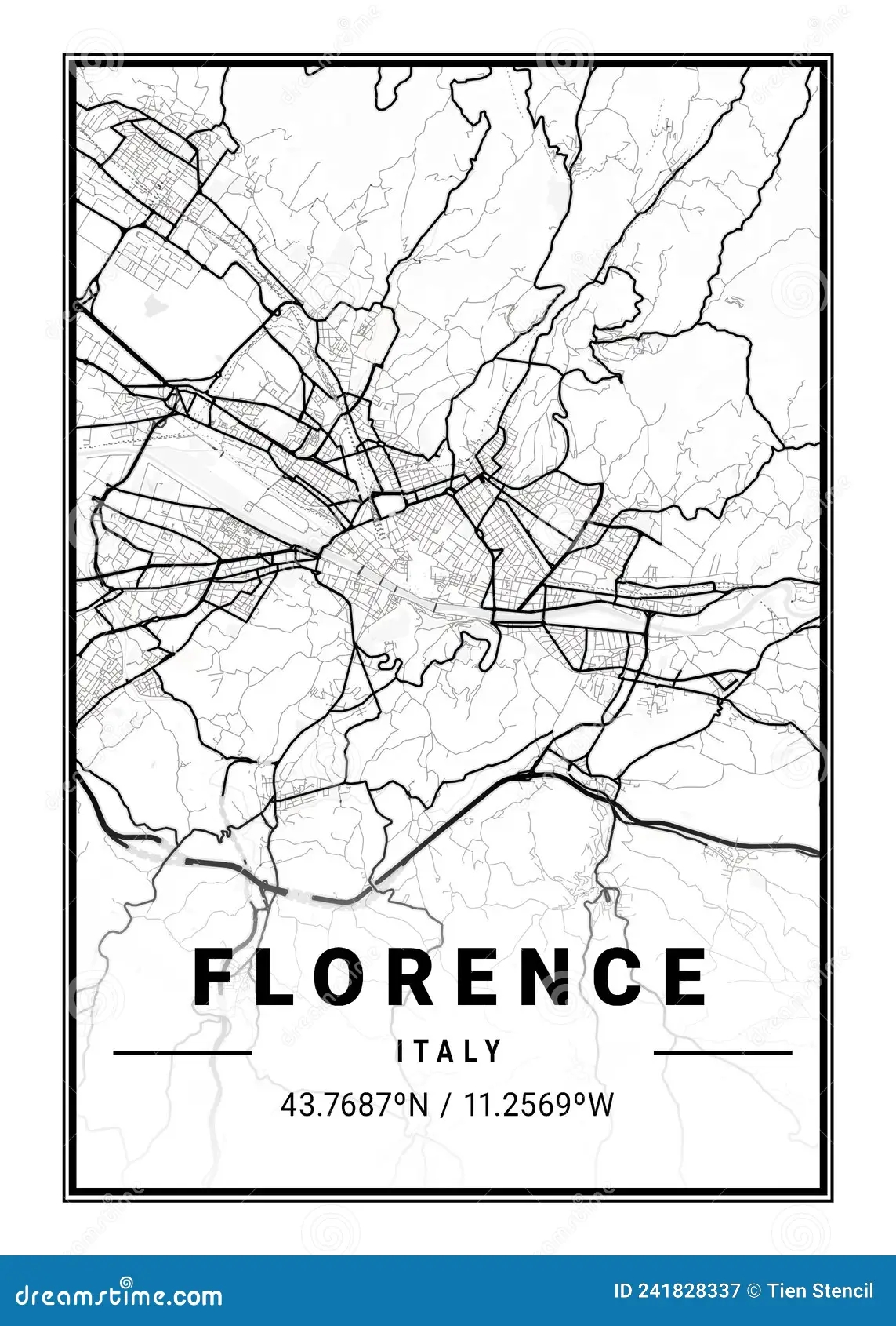 Florence Italy Light City Map Stock Illustration Illustration Of Happy Cities 241828337