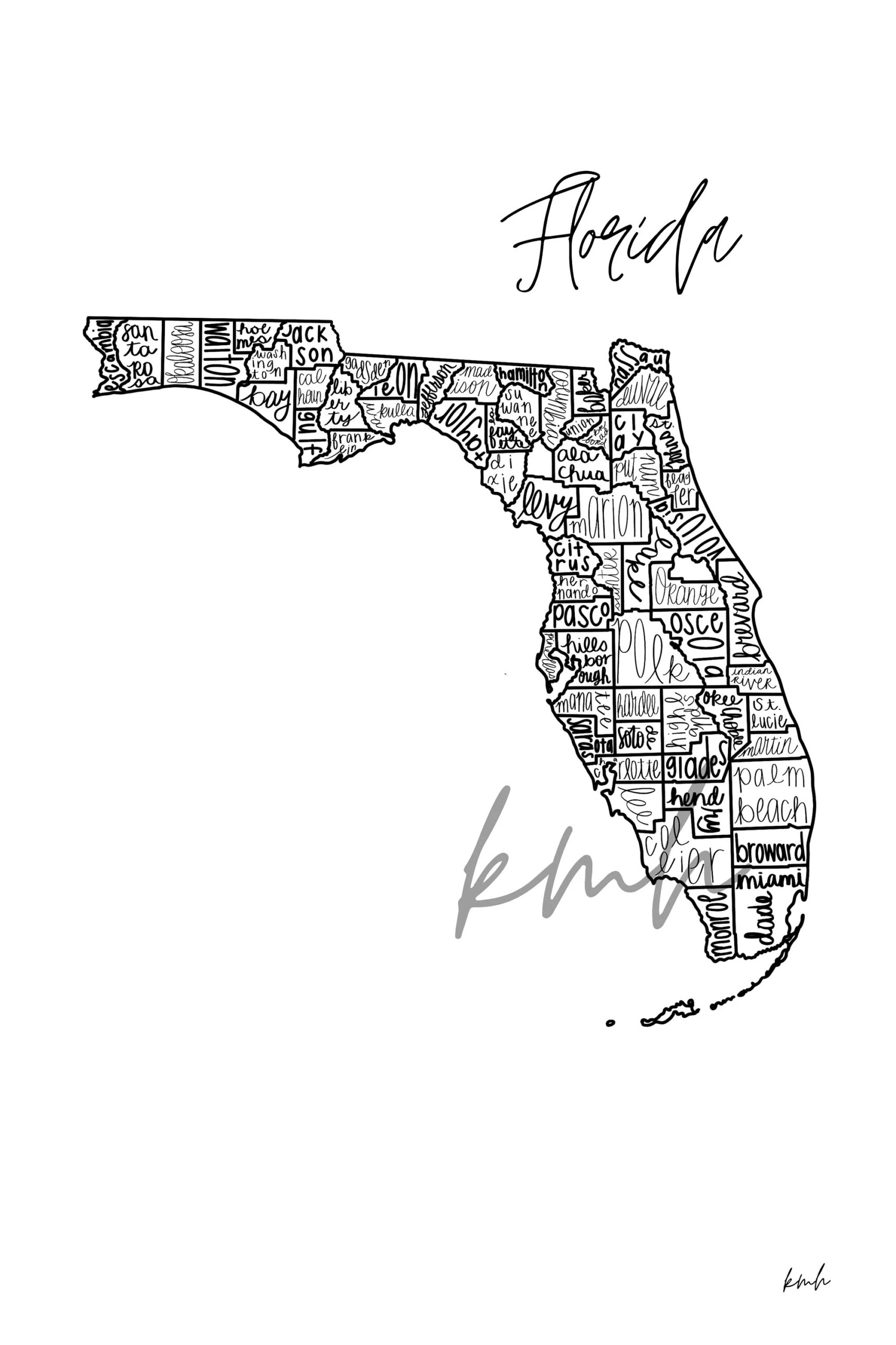 Map Of Florida Counties Printable