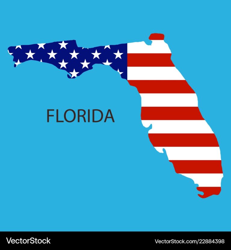 Florida State Of America With Map Flag Print Vector Image
