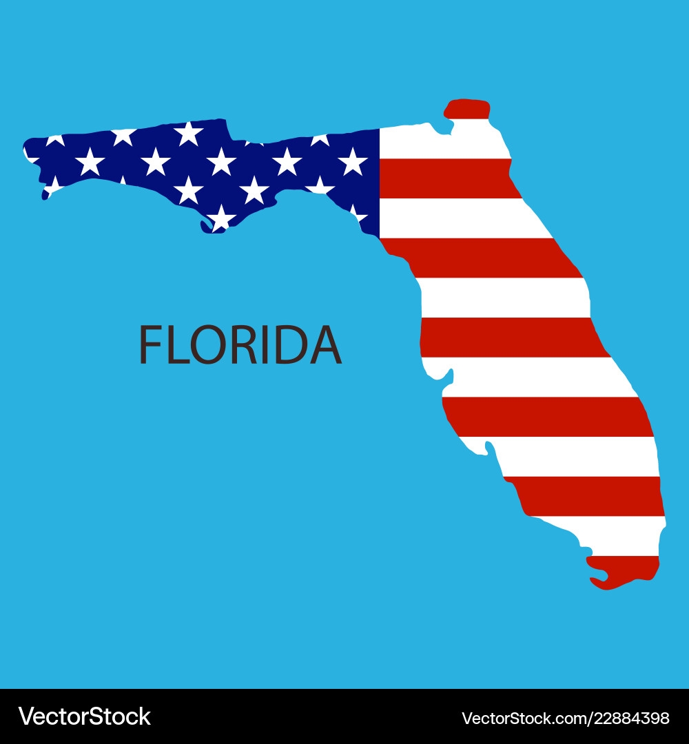 Florida State Of America With Map Flag Print Vector Image