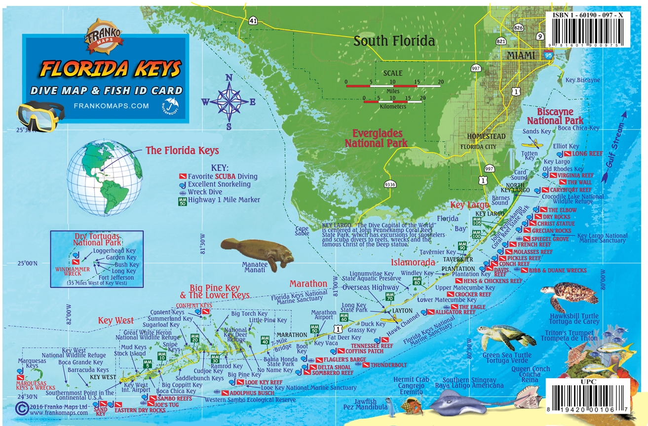 Franko Maps Florida Keys Reef Creatures Card Franko Maps Florida Keys Reef Creatures Card