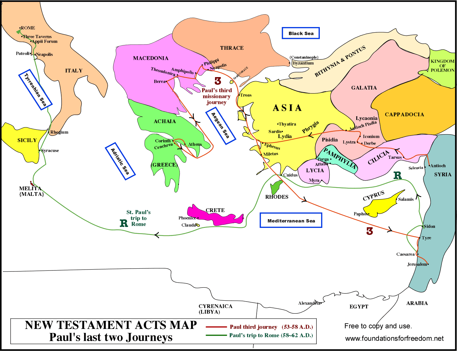 Free Acts Map Paul s Third U0026 Rome Missionary Journeys With Blank Map