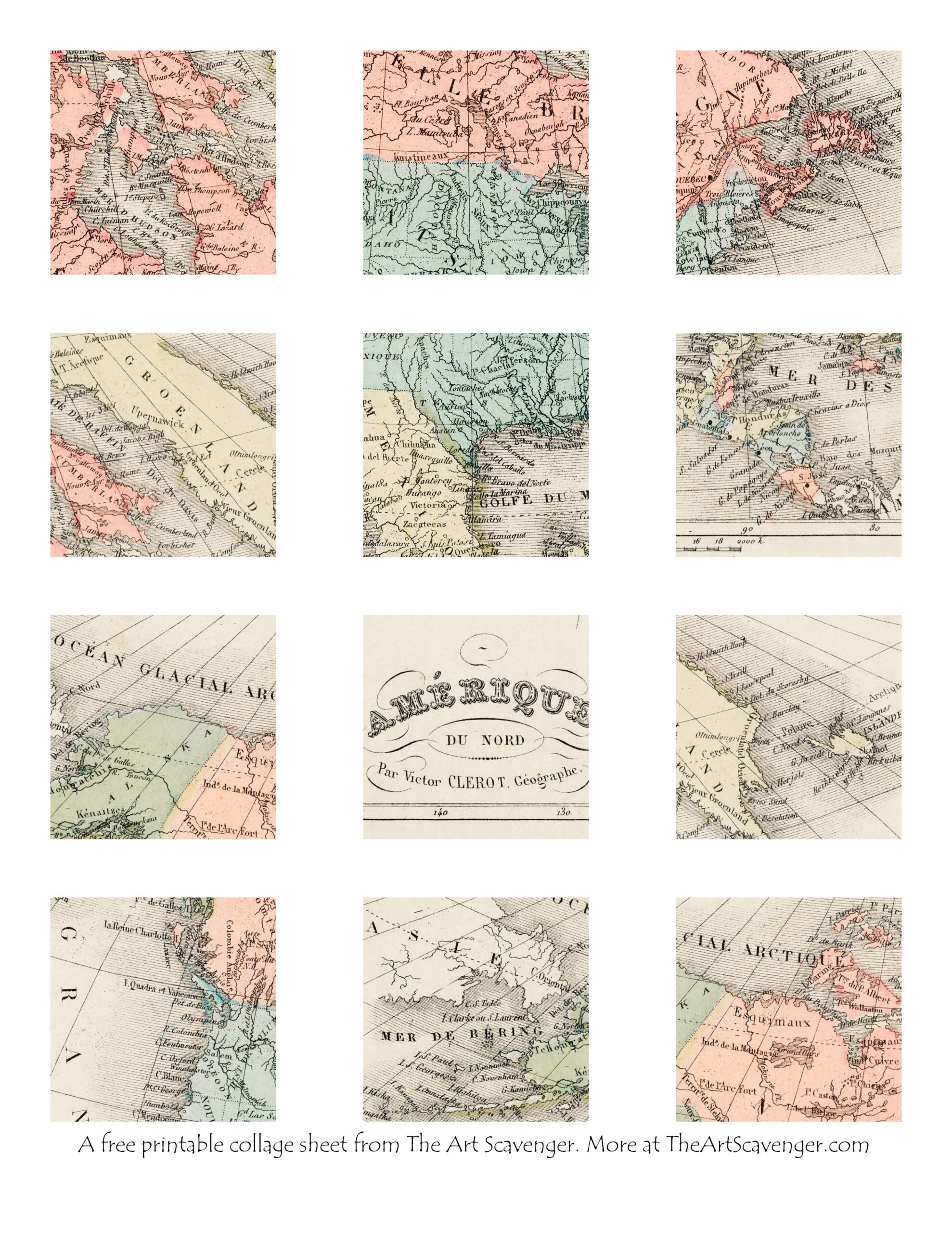 Free Printable Map Ephemera Sheets The Art Scavenger