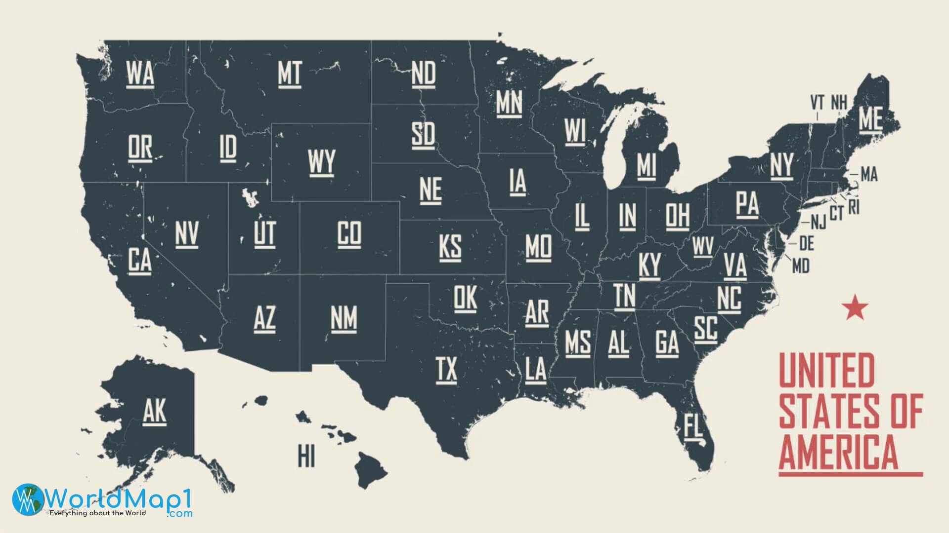 Printable Map Of Usa States