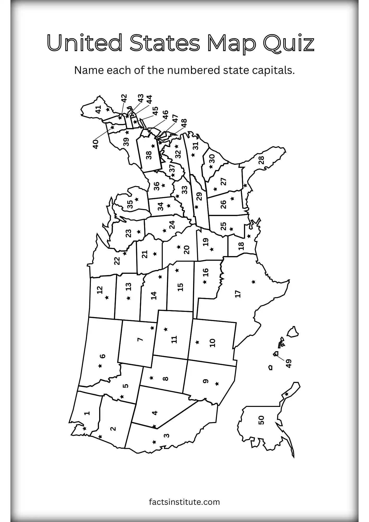 Free Printable US States And Capitals Map u0026 Other Goodies The Facts Institute