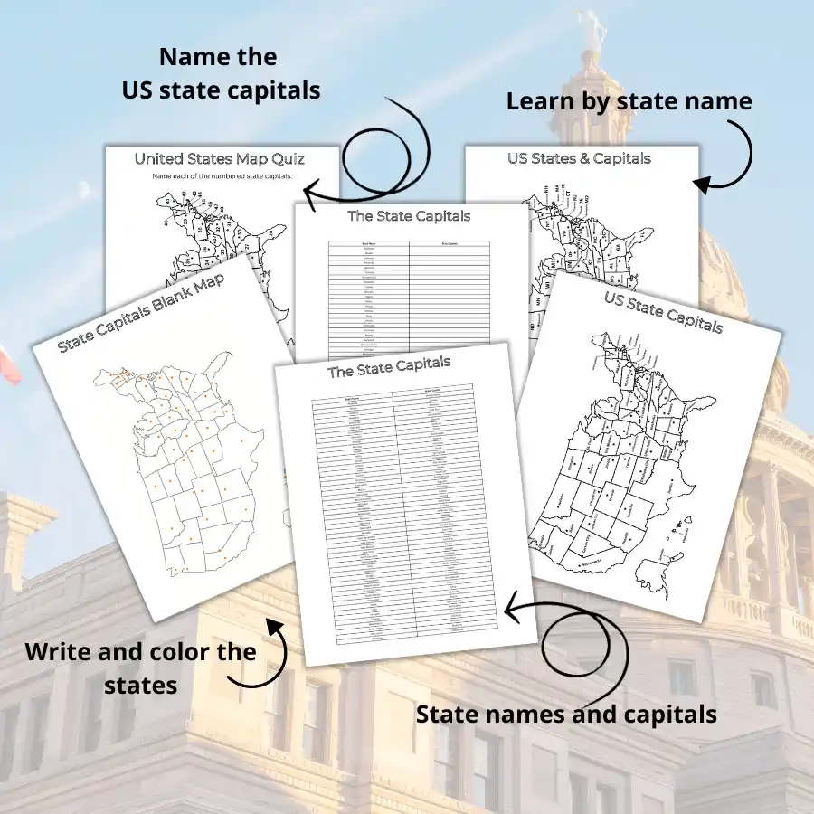 Free Printable US States And Capitals Map u0026 Other Goodies The Facts Institute