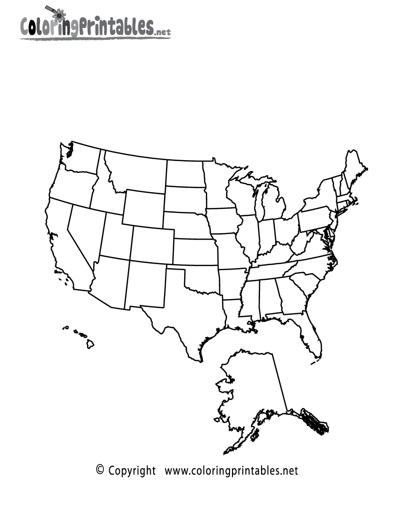 Free Printable USA Map Coloring Page