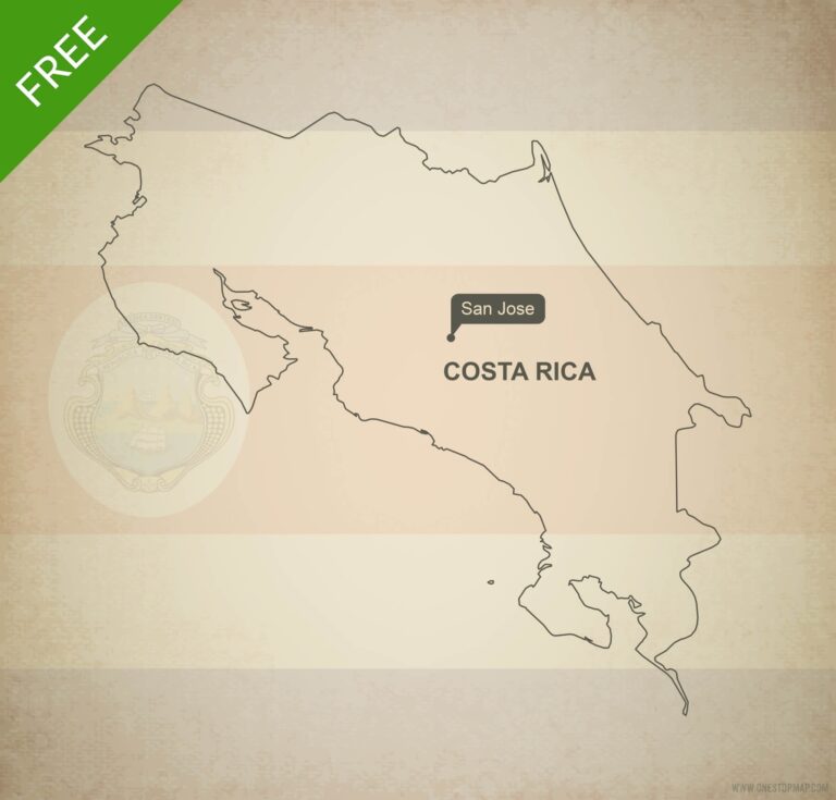 Free Vector Map Of Costa Rica Outline One Stop Map