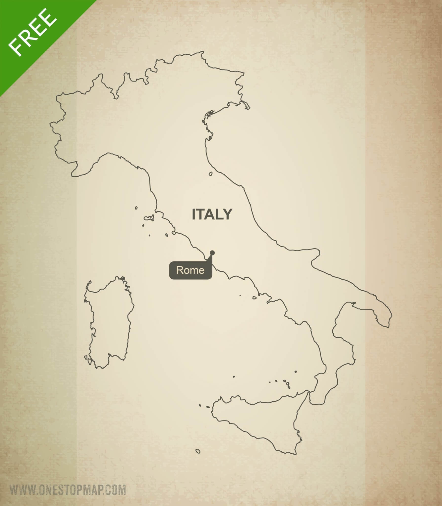  Free Vector Map Of Italy Outline One Stop Map