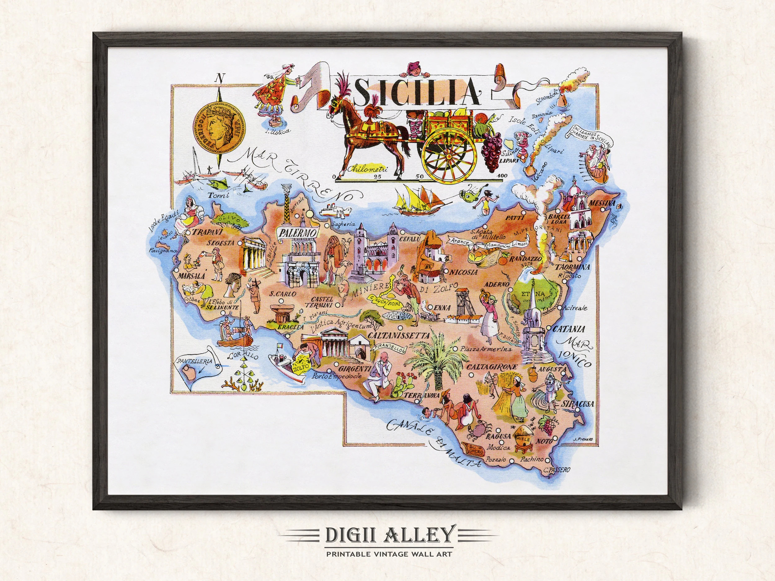 Fun Map Of Italy Sicily Sicilia Digital Download PRINTABLE Fun Map Of Italy Sicily Sicilia Digital Download PRINTABLE