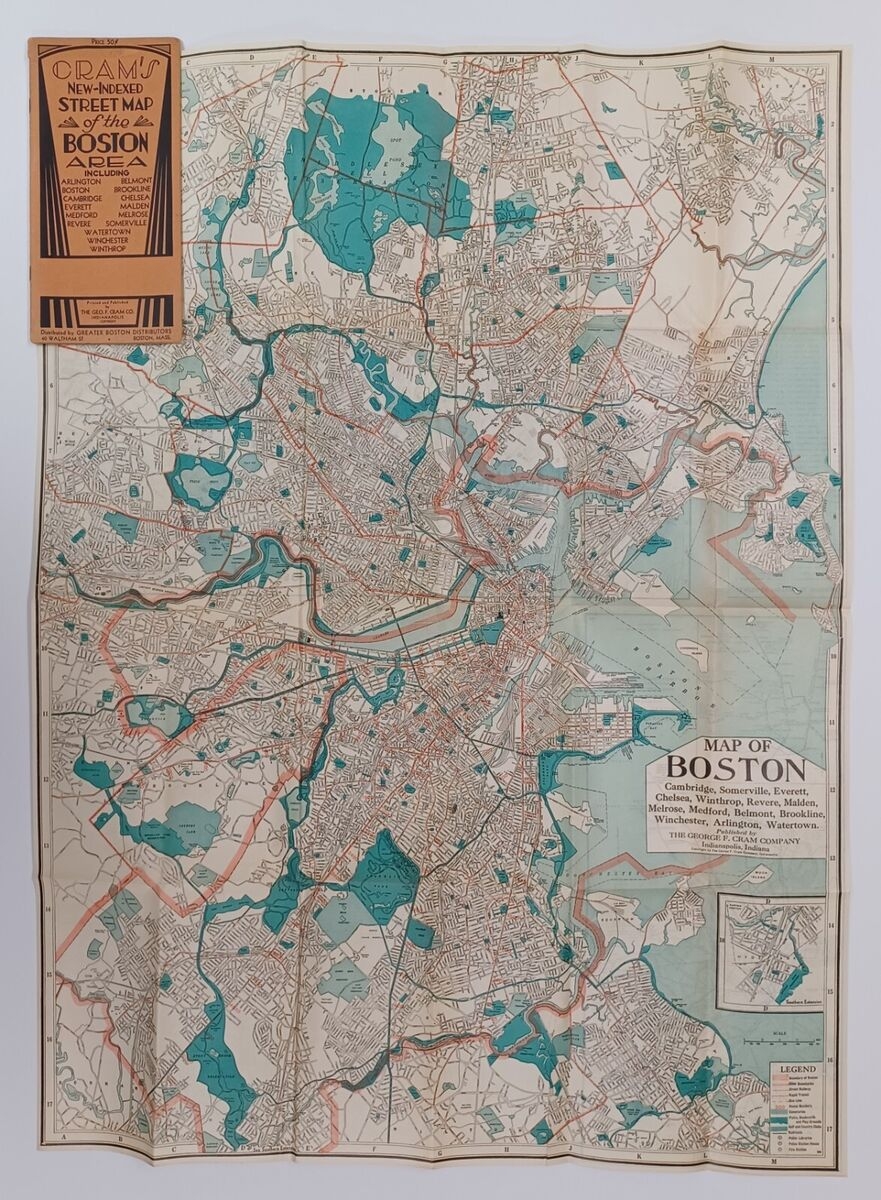 George Cram Colored Pocket Map Boston C 1920 EBay