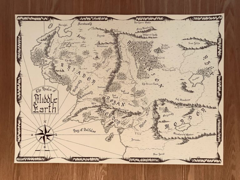 Hand drawn Map Of Middle Earth Lord Of The Rings Etsy