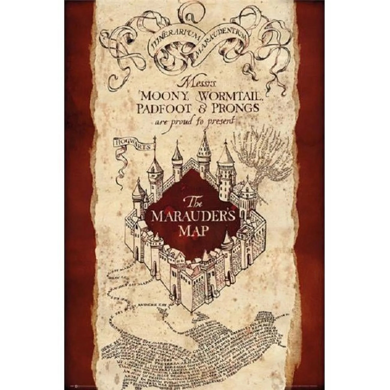 Harry Potter Marauders Map Laminated Poster 24 X 36 Walmart