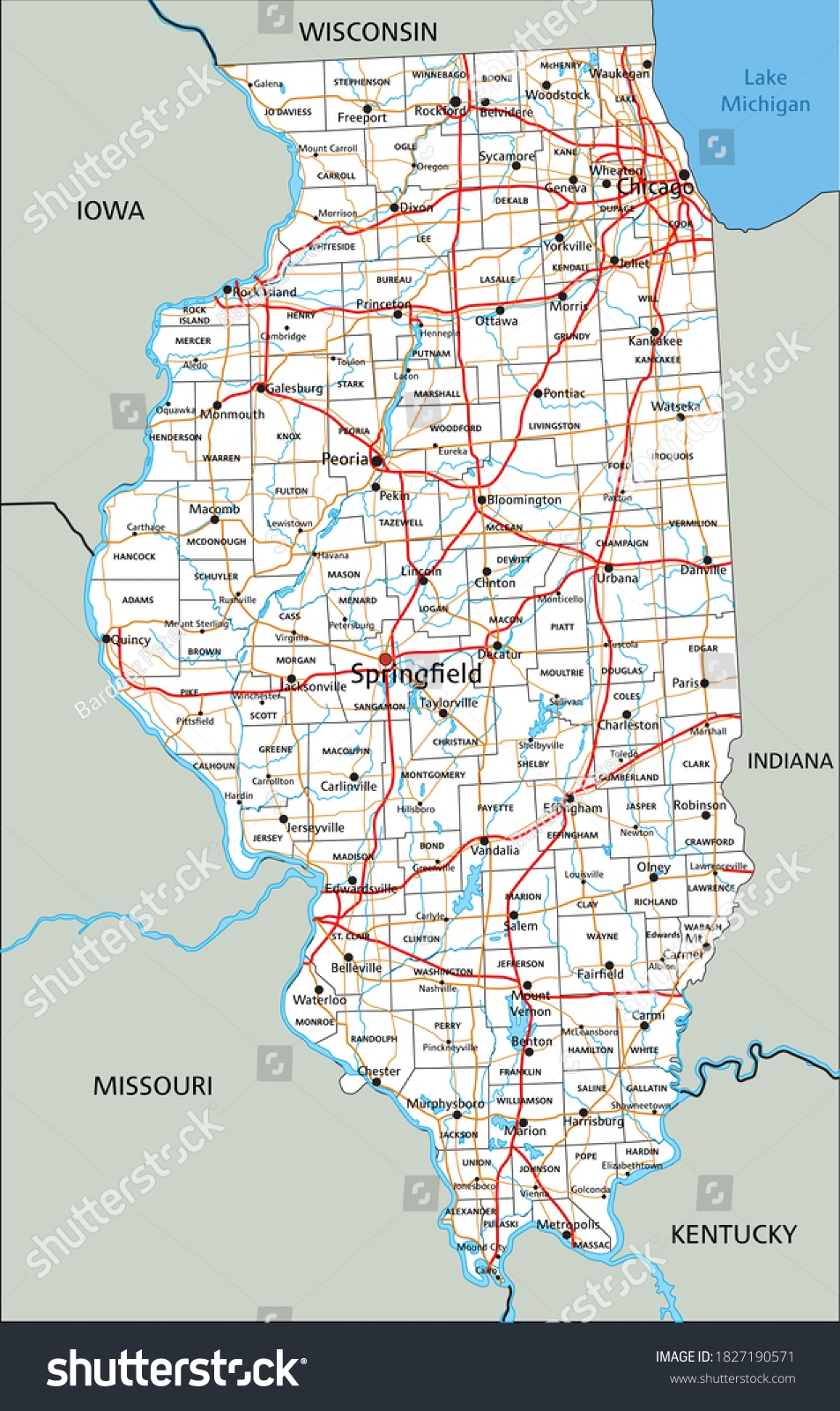 Printable Illinois Map With Cities