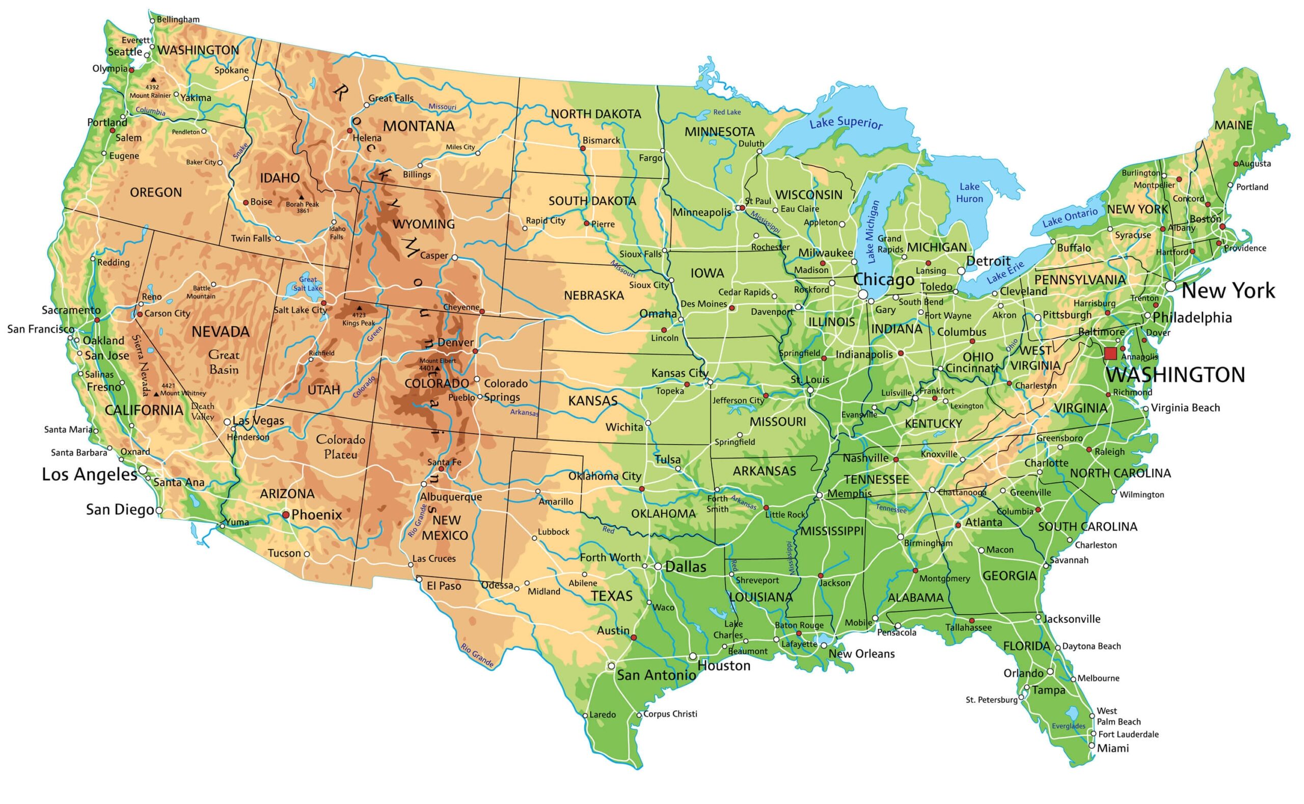 Printable Us Map With Cities