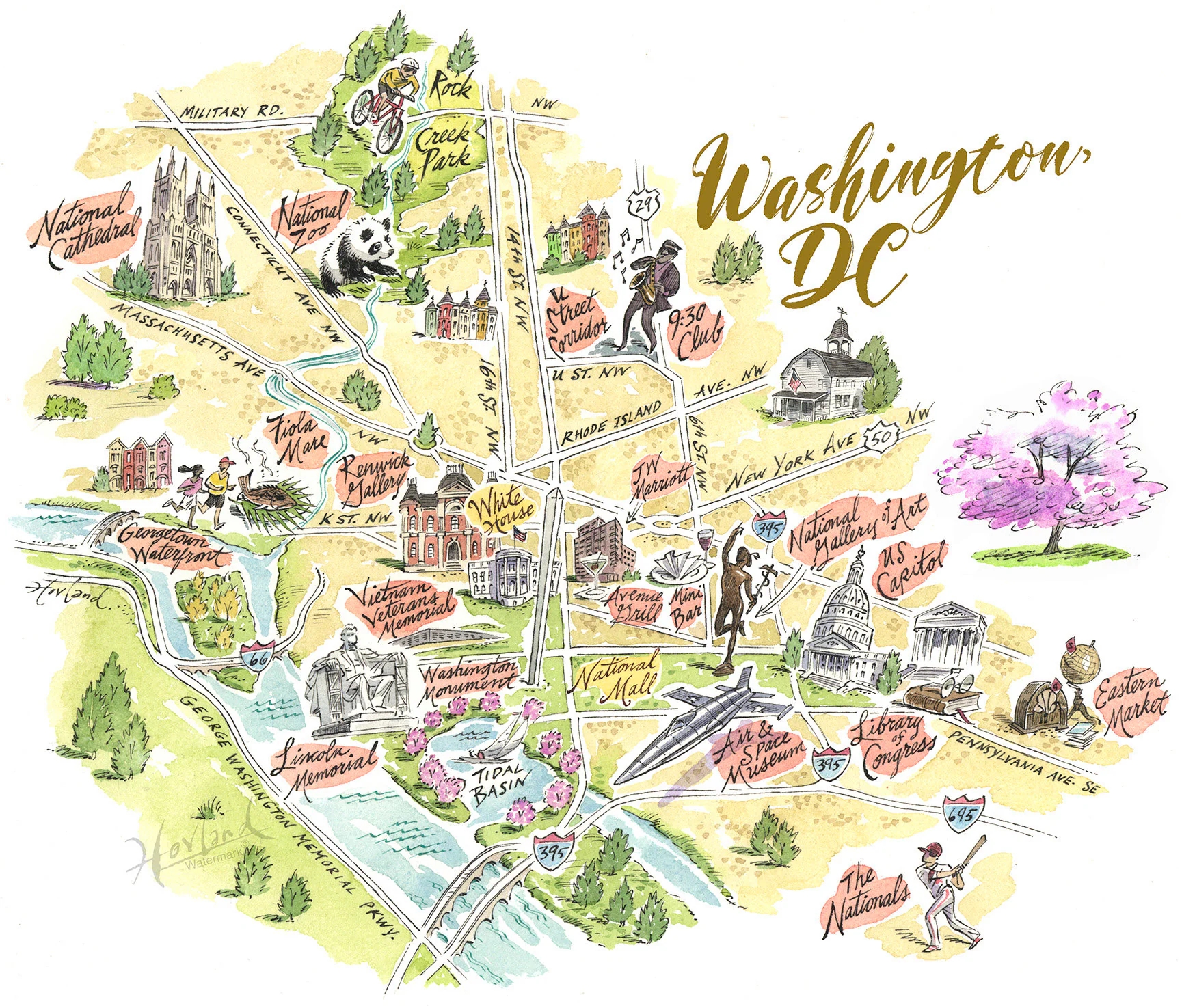 High Quality Map Print Of Washington DC Washington D C Map Map Print Of Washington DC Etsy