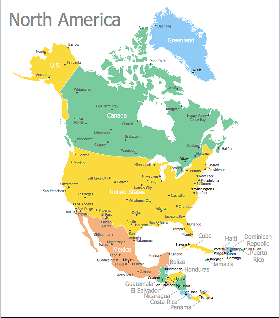 How To Draw A Map Of North America Using ConceptDraw PRO Maps 