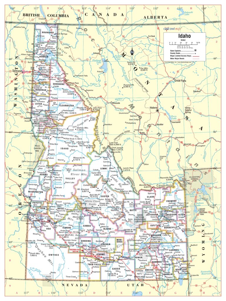 Idaho State Wall Map Large Print Poster 24