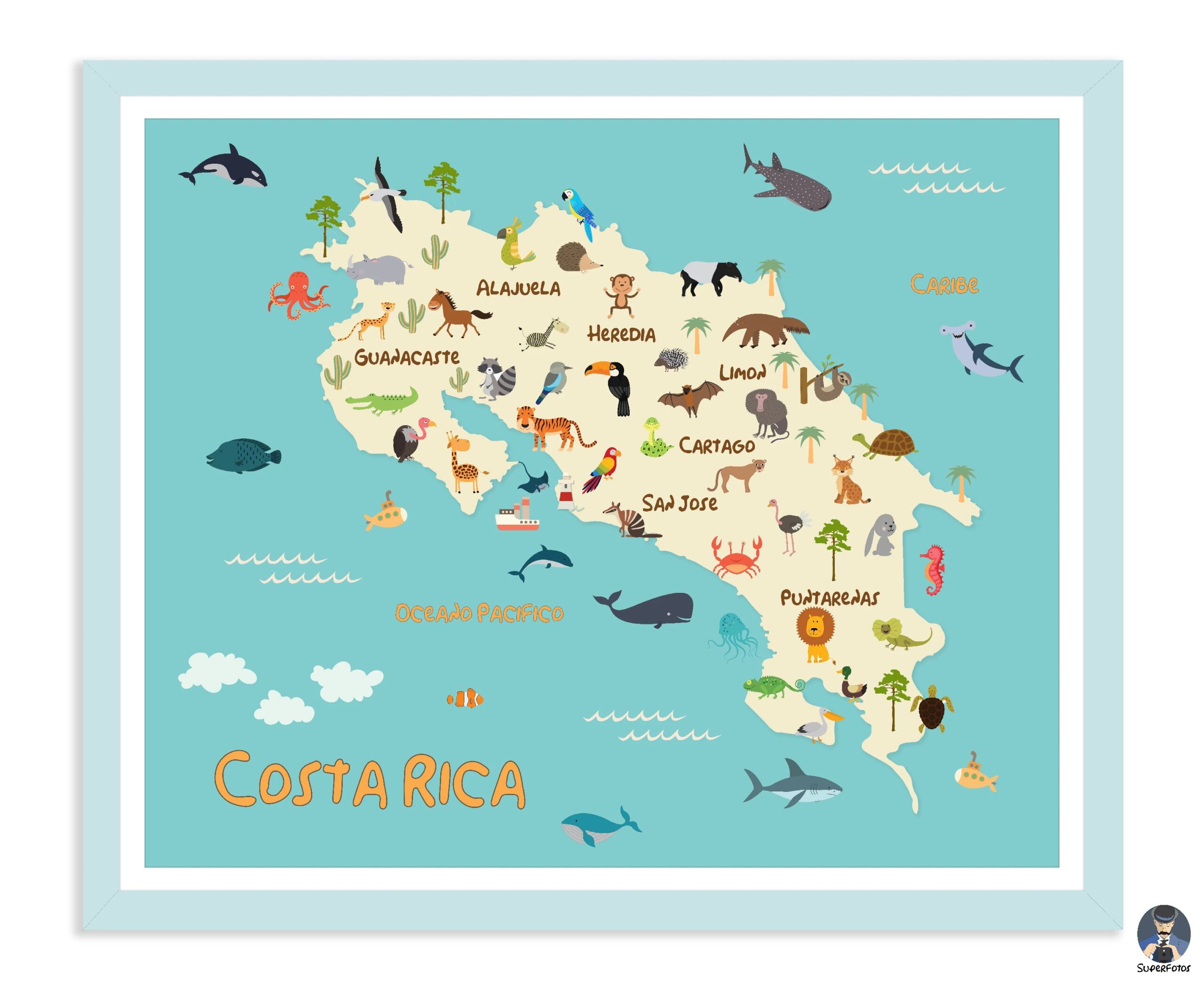Ilustrated Costa Rica Nursery Map Etsy