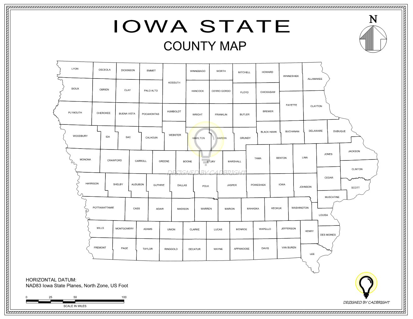 Iowa County Map In AutoCAD Format