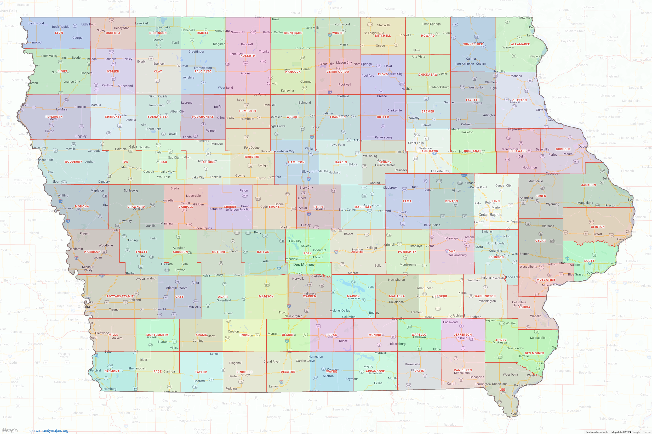 Printable Iowa County Map