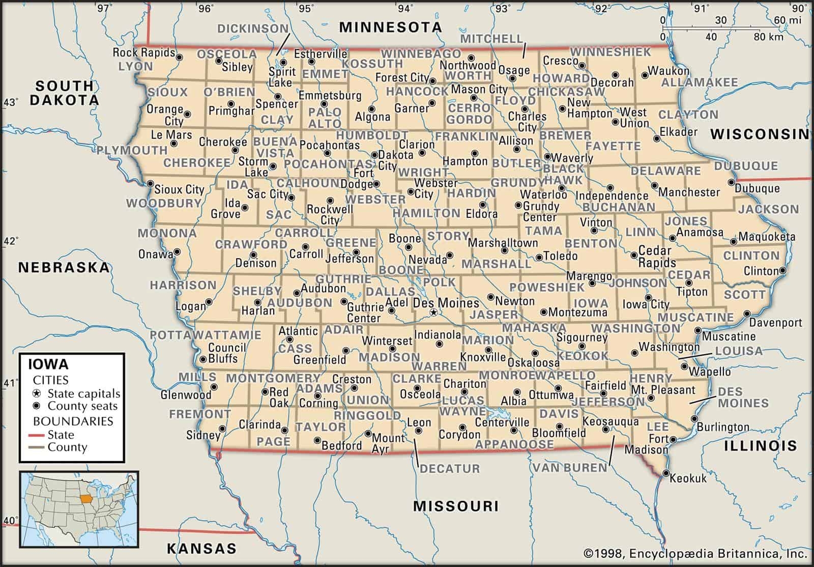 Iowa County Maps Interactive History U0026 Complete List