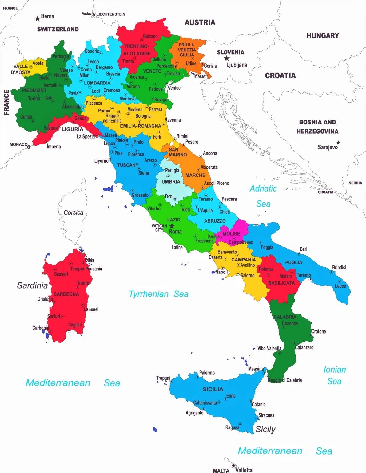 Free Printable Map Of Italy