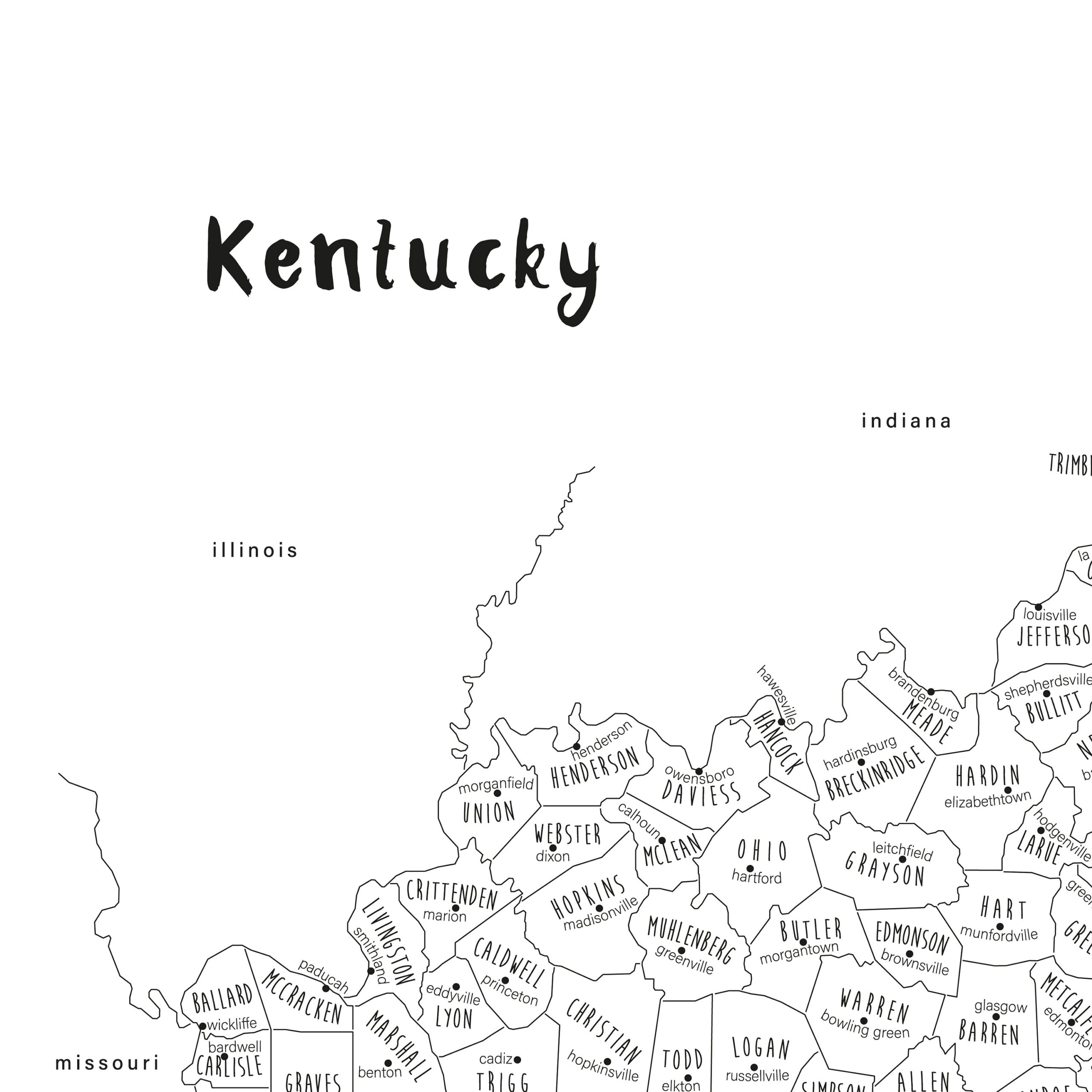 Printable Kentucky County Map