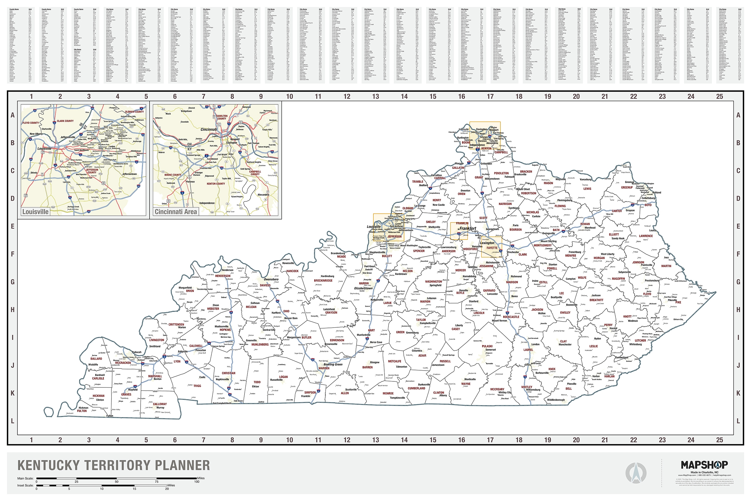Kentucky Territory Planner Wall Map By MapShop The Map Shop