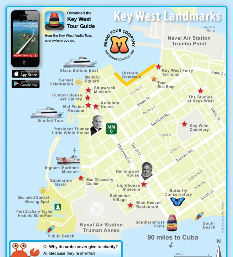 Key West Attractions Map Key West Bus Tours